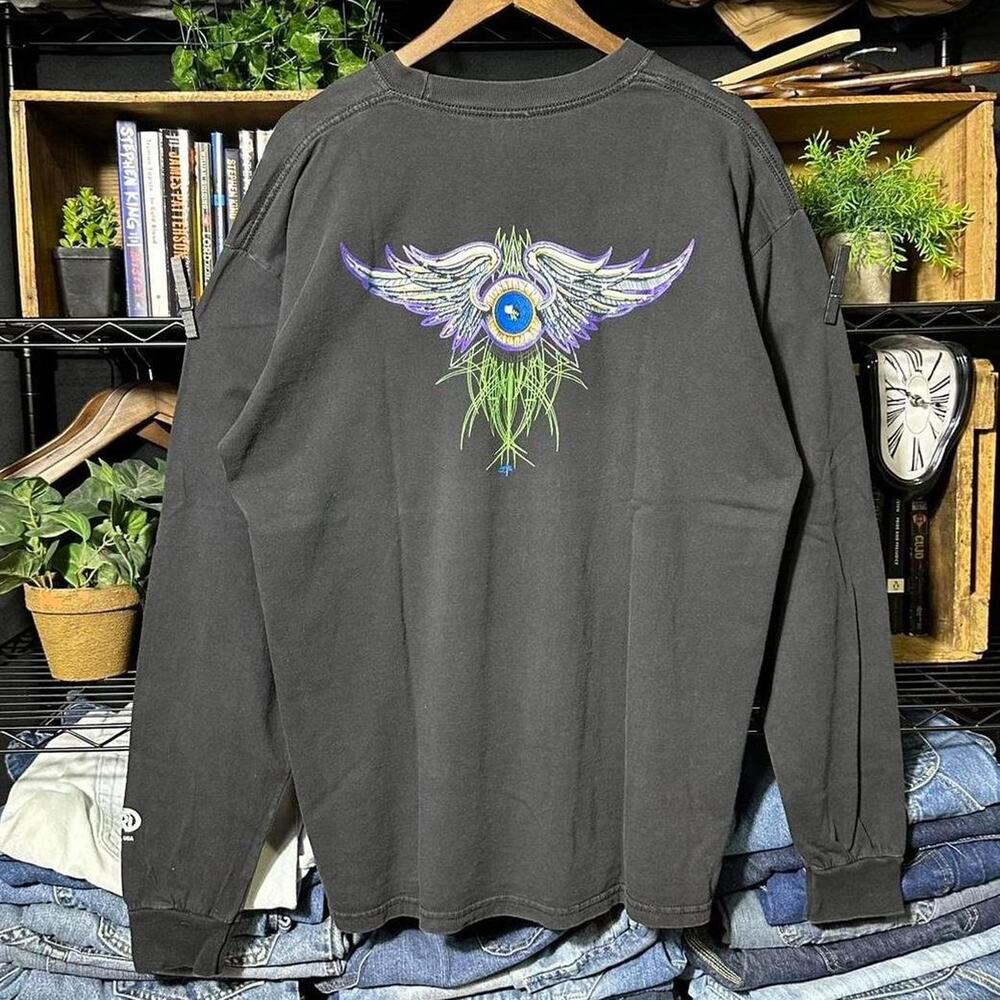 Vintage Y2K Von Dutch Long Sleeve Eye Ball Tee Shirt Black Eye Wings Mens XL